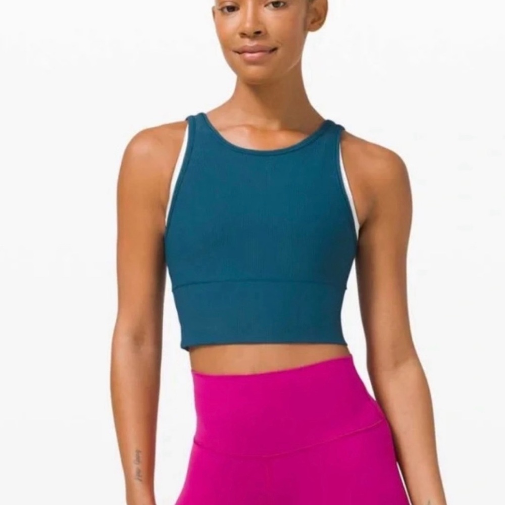 Lululemon Power Pivot Ribbed Tank Top - Blue Borealis Size 6